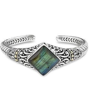 Samuel B. 18k & Silver Labradorite Bangle Bracelet - Green