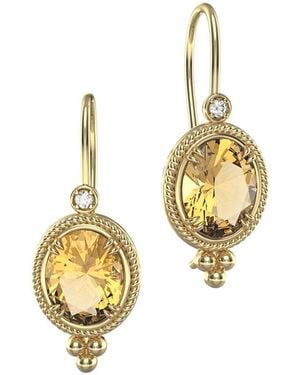 Reiss 14K 9.57 Ct. Tw. Diamond & Citrine Drop Earrings - Metallic
