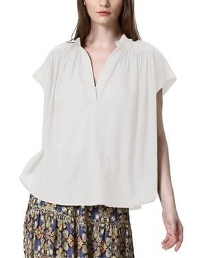 See U Soon Placket Drapey Top - White