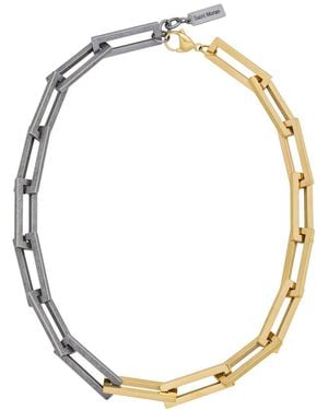 st. Moran 18K Plated Mixed Metal Oversized Rectangular Paperclip Chain Necklace - Metallic