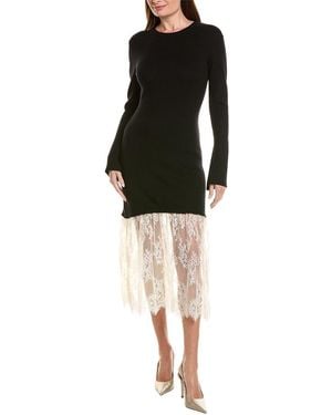 Ellen Tracy Sheer Lace Midi Sweaterdress - Black