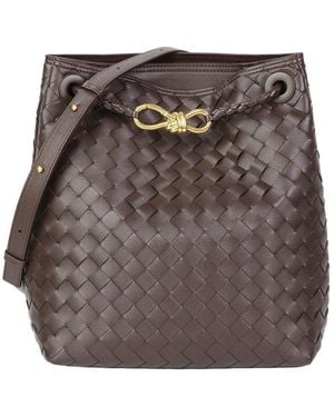 Tiffany & Fred Paris Woven Leather Bucket Bag - Brown