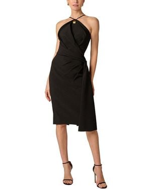Aidan Mattox Bi-Stretch Crepe Midi Dress - Black