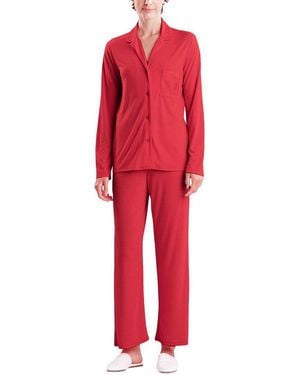 Natori Embroidered Shangri La Notch Pj Set - Pink