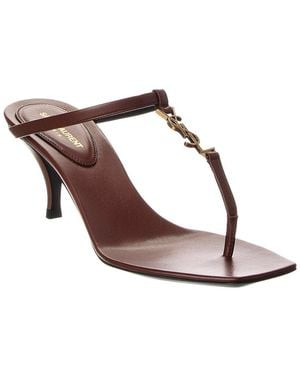 Saint Laurent Cassandre 60 Leather Sandal - Brown