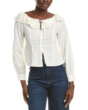 CELESTINE SEI Embroidered Lace Top - White