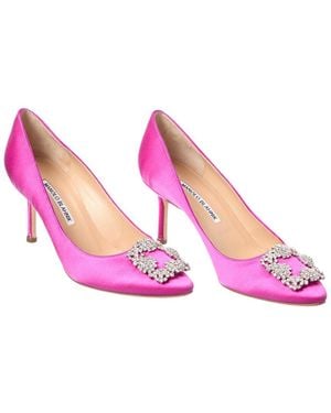 Manolo Blahnik Hangisi 70 Satin Pump (authentic Pre-loved) - Pink