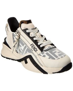 Fendi Flow Leather Trainer - Metallic