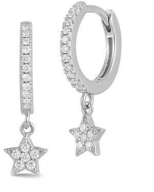 Glaze Jewelry Silver Cz Star Huggie Earrings - White