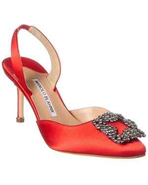 Manolo Blahnik Hangisli 70 Satin Slingback Pump - Red