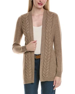 Sofiacashmere Braided Cable Wool & Cashmere-Blend Cardigan - Brown
