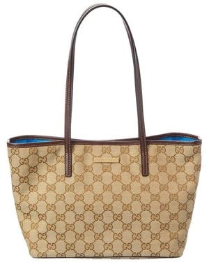 Gucci Tribeca Small GG Canvas & Leather Tote - Brown