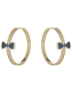 Eye Candy LA Luxe Collection Cz Blue Bow Loop Earrings - Metallic