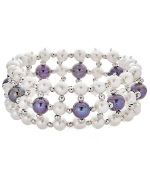Belpearl Silver 6-7mm Pearl Stretch Bracelet - White