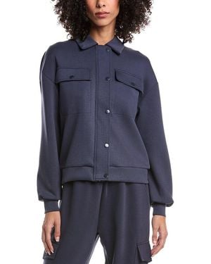 Ariella Ponte Full Snap Zipper Sweatshirt - Blue