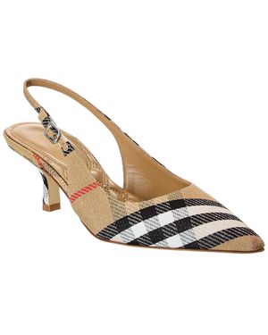 Burberry Ballerine Slingback Birdie Check in Natural | Lyst