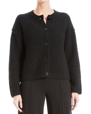 Max Studio Button Front Wool-blend Cardigan - Black