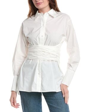 Rebecca Taylor Poplin Wrap Blouse - White