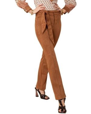 Hale Bob Ultra Suede Straight-Leg Pants - Brown