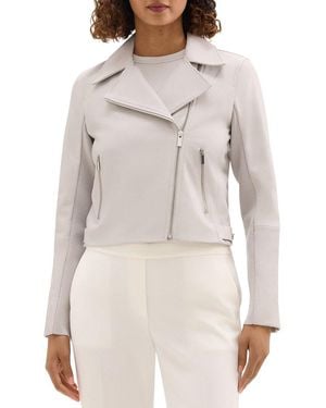 Theory Leather New Moto Jacket - Grey