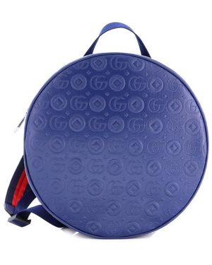Gucci Blue Sheep Leather Children's Round Zip Backpack Embossed (authentic Pre-loved)