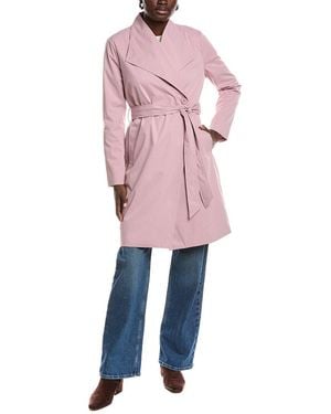 Ellen Tracy Gab Classic Long Trench Coat - Pink