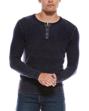 Autumn Cashmere Inked Henley Cashmere Shirt - Blue