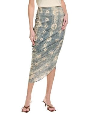 Just BEE Queen Noor Linen-Blend Midi Skirt - Green