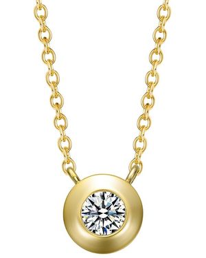 Genevive Jewelry 14k Over Silver Cz Pendant Necklace - Metallic