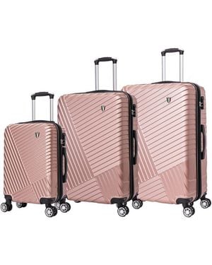 TUCCI Italy Volaro 3pc Expandable Luggage Set - Pink