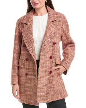 Fleurette Double Breasted Wool Coat - Brown