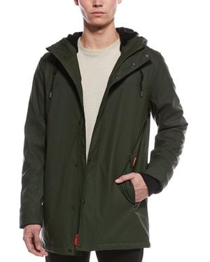 HUNTER Sam Padded Rubberized Waterproof Rain Coat - Green