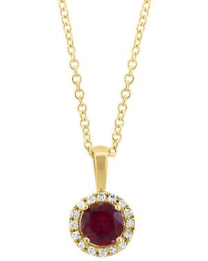 Effy Fine Jewelry 14K 0.61 Ct. Tw. Diamond & Rhodolite Pendant Necklace - Metallic