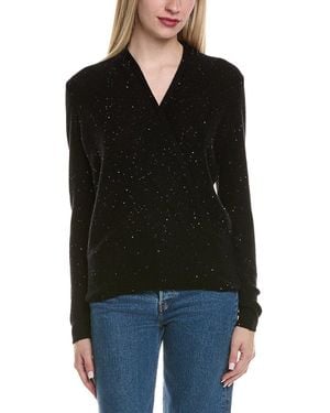 Sofiacashmere Sequin Faux Wrap Wool & Cashmere-Blend Jumper - Black