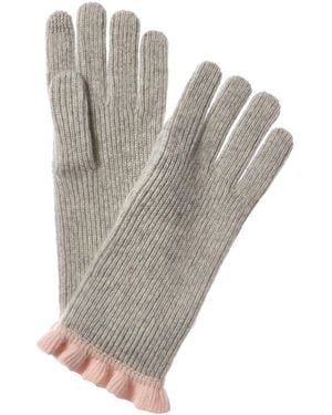 Hannah Rose Contrast Ruffle Essential Cashmere Texting Gloves - Grey