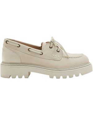 Boden Chunky Sole Leather Deck Shoe - White