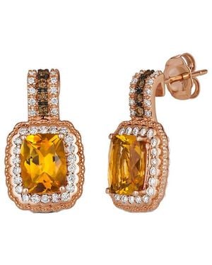 Le Vian Cinnamon Citrine 14K Rose 2.77 Ct. Tw. Diamond & Citrine Drop Earrings - Metallic