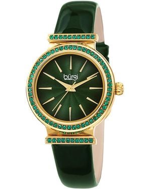 Burgi Burgi Genuine Patent Leather Watch - Green
