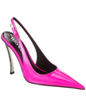 Versace Pin-Point Leather Slingback Pump - Pink