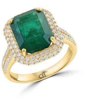 Effy Fine Jewelry 14K 4.45 Ct. Tw. Diamond & Emerald Ring - Green
