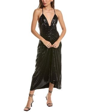 Michael Kors Sequin Plunge Neck Cocktail Dress - Black