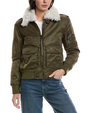 Sam. Amelia Shearling-Trim Coat - Green