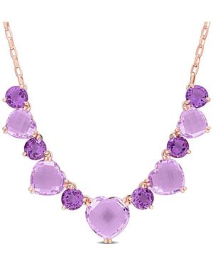 Rina Limor Bib 37.48 Ct. Tw. Rose De France Bib Necklace - Pink