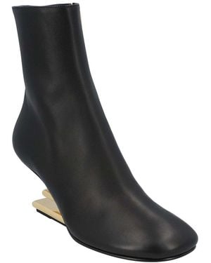 Fendi Leather Heeled Bootie, Never Worn (Authentic Pre-Loved) - Black