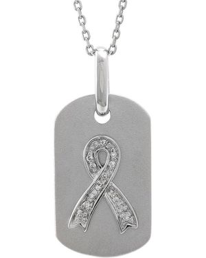 Diamond Select Cuts Silver 0.04 Ct. Tw. Diamond Ribbon Pendant - Gray