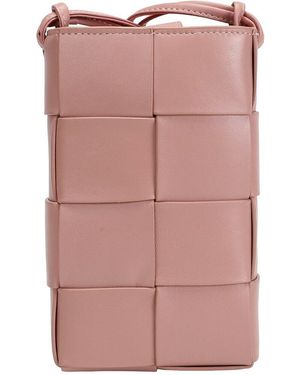 Tiffany & Fred Paris Tiffany & Fred Hand-woven Leather Phone Crossbody - Pink