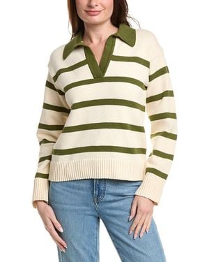 English Factory Striped Collared Jumper - Natural