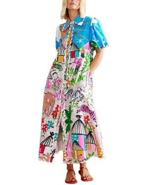 AMINA GLAM Linen-Blend Dress - White