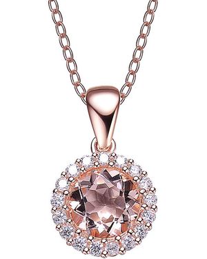 Genevive Jewelry 14k Rose Gold Vermeil Cz Necklace - Pink