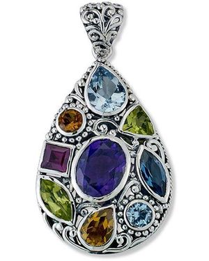 Samuel B. Silver 7.13 Ct. Tw. Amethyst, Blue Topaz, Citrine, Peridot, Rhodolite And Blue Topaz Pendant